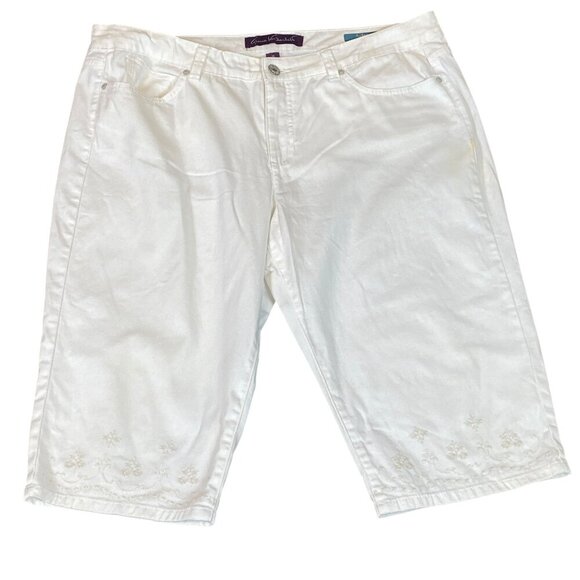 Gloria Vanderbilt Aiden Skimmer Shorts Sz 16 White #42V - Picture 1 of 6